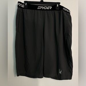 Spyder Mens XL Pull on elastic waistband gray quick dry pockets logo shorts